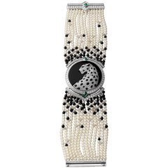 High Jewelry watch (Small model 18K white gold diamonds pearls onyx emeralds)