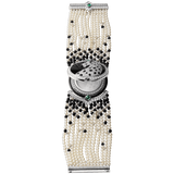 High Jewelry watch (Small model 18K white gold diamonds pearls onyx emeralds)